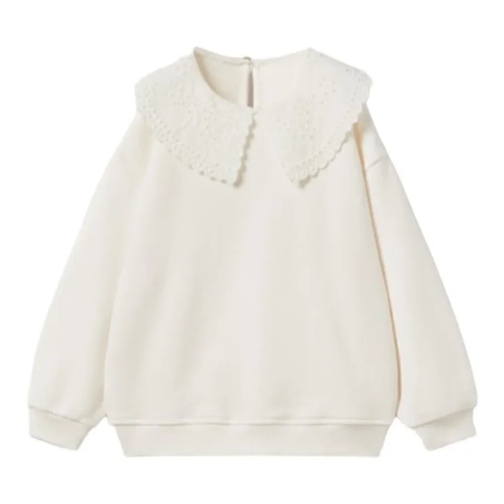 ZARA Girls Ecru Embroidered Collar Sweatshirt NWT Size 5T